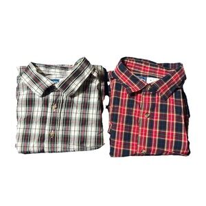 Old Navy Men’s S Everyday Plaid Shirt Set Of 2 Long Sleeve Casual Style Button